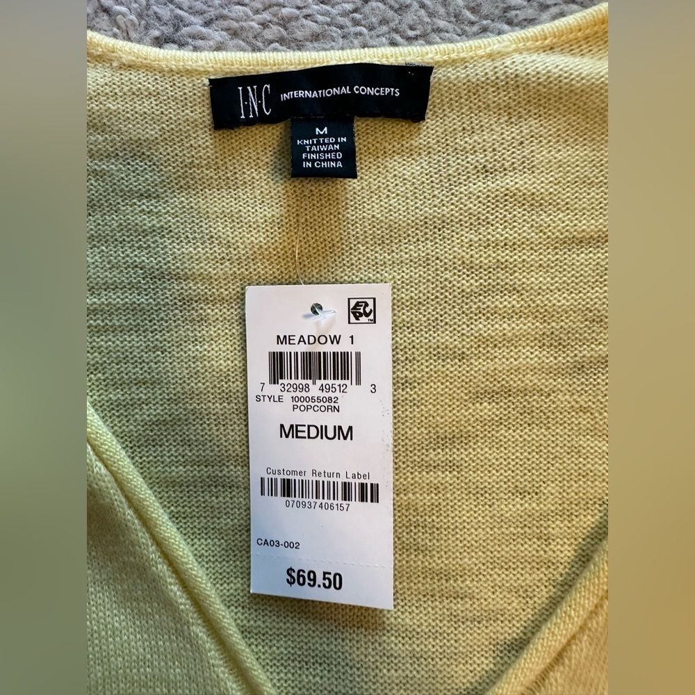 INC International Concepts‎ Yellow V-Neck Sweater - Picture 8 of 8